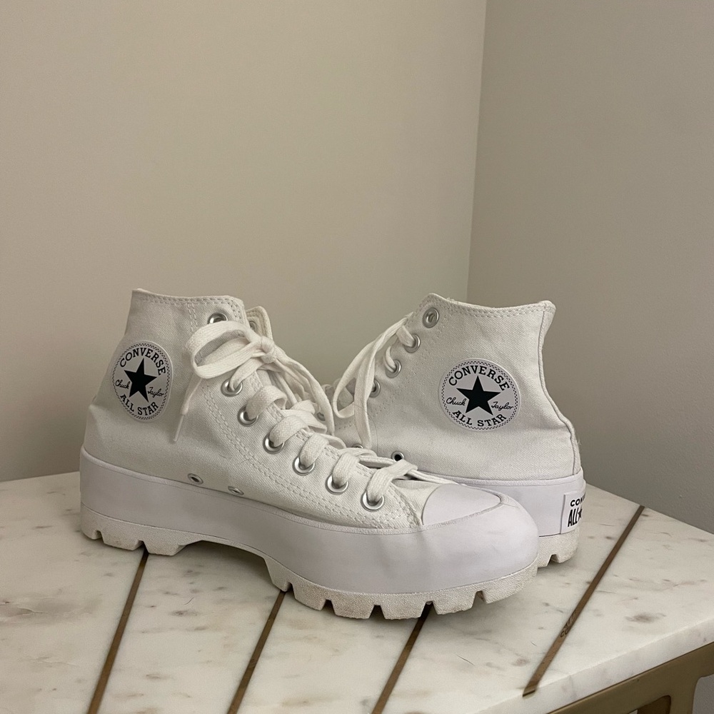 Converse White Platform High-Top Sneakers